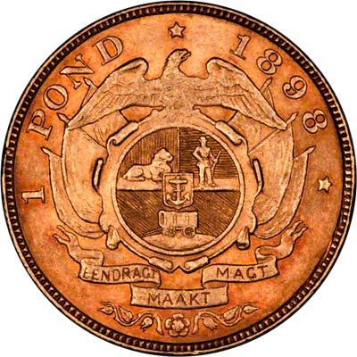 Reverse of 1898 South African 1 Pond