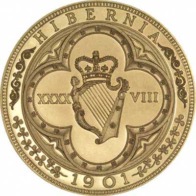 Reverse of 1901 Irish Gold Fantasy Four Shillings