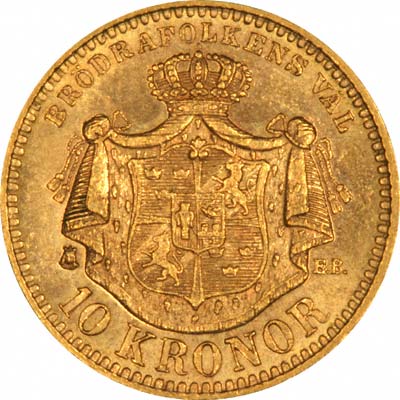 Obverse of 1901 Swedish 10 Kronor