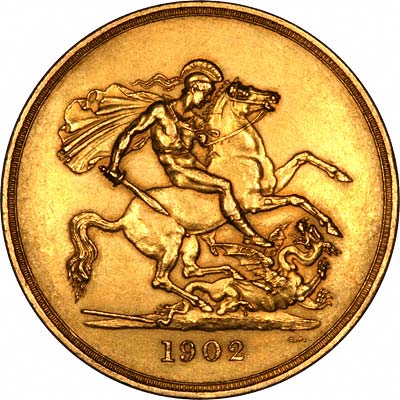 Reverse of 1902 Gold Five Pounds
