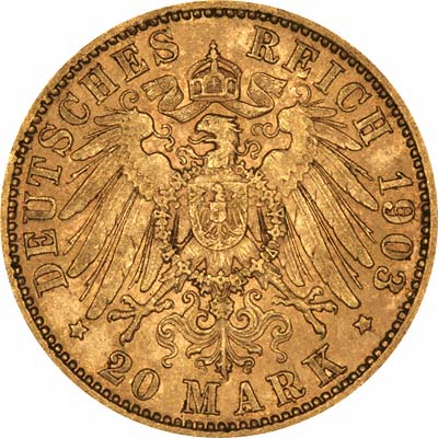 Reverse of 1903 Saxony 20 Marks
