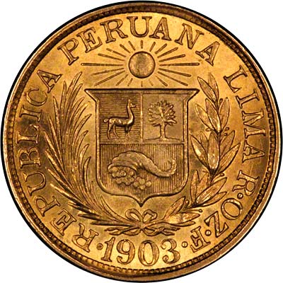 Reverse of 1903 Peru Gold Libra