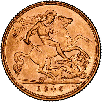 Reverse of 1906 Edward VII Half Sovereign
