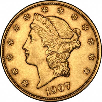 Obverse of 1907 American Gold Double Eagle
