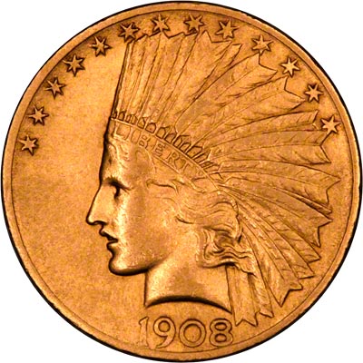 Obverse of 1908 American Gold Eagle