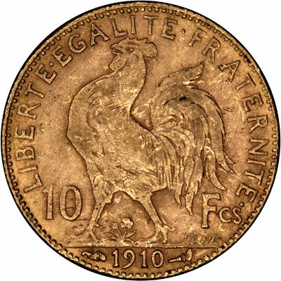 Reverse of 1910 French 10 Francs