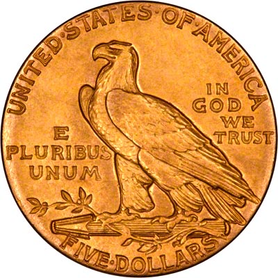 Reverse of 1912 American Five Dollar Gold Coin