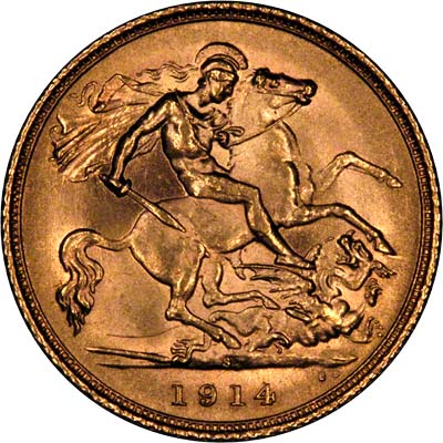 Reverse of 1914 - S Half Sovereign