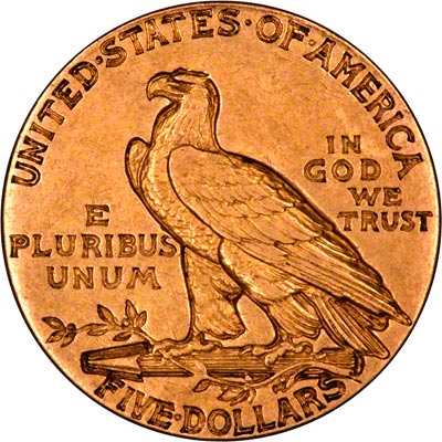 Reverse of 1915 American Five Dollar Gold Coin