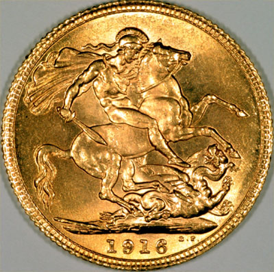 Reverse of 1916 London Mint Gold Sovereign