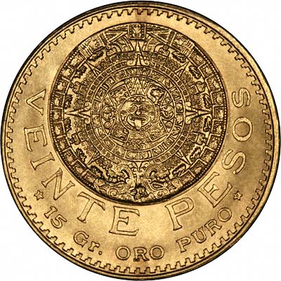 Reverse of 1918 Mexican 20 Pesos