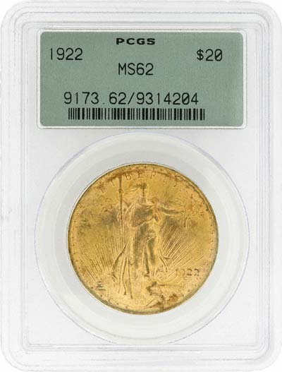 St. Gaudens Standing Liberty Obverse Design on 1922 American Gold Double Eagle