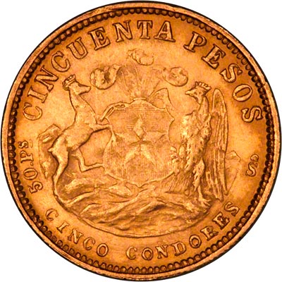 Reverse of 1926 Chilean 50 Pesos