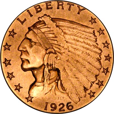 Obverse of 1926 American Gold Quarter Eagle