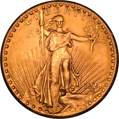 Obverse of 1928 American Gold Double Eagle