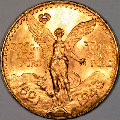 Reverse of 1943 Mexican 50 Pesos