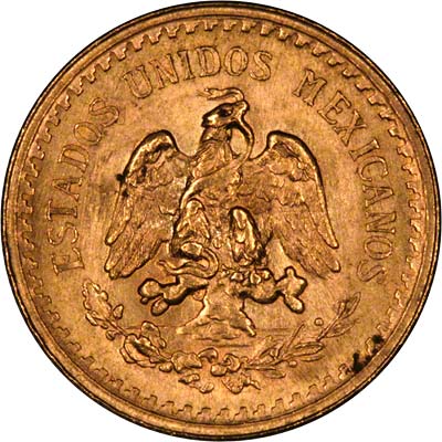 Reverse of 1945 Mexican 2 Pesos