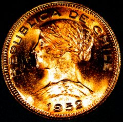 Obverse of 1952 Chile 100 Pesos