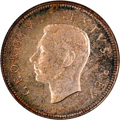 Obverse of 1952 South African Two Shillins Coin