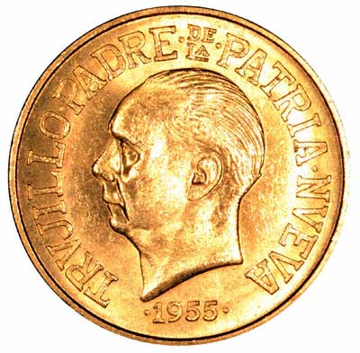 Obverse of 1955 Dominican Republic Gold 30 Pesos