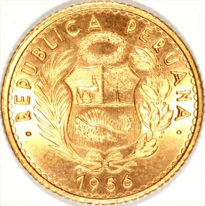 Reverse of 1956 Peru 10 Soles