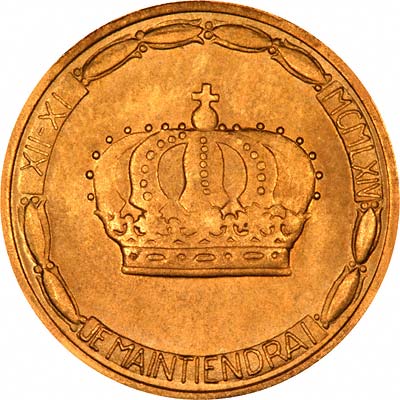 Reverse of 1964 Luxembourg Gold 20 Francs