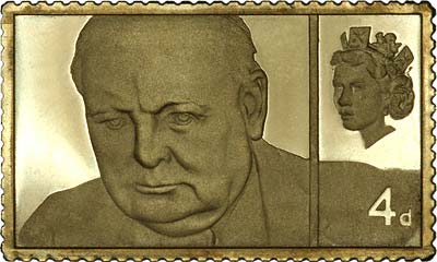 1965 Sir Winston Churchill Gold Fourpence Stamp Replica