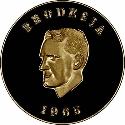 Obverse of 1965 Rhodesian Independence Anniversary Gold Medallion