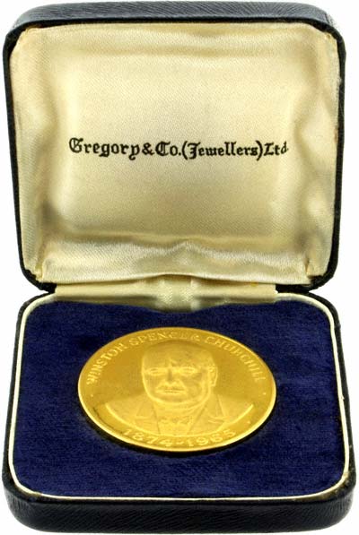 Gold Churchill Medallion in Presentation Box