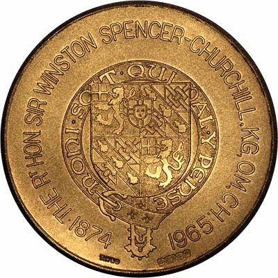 Reverse of 1965 Churchill Gold Medallion
