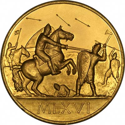Reverse of 1066 - 1966 Battle of Hastings Gold Medal by John Pinches
