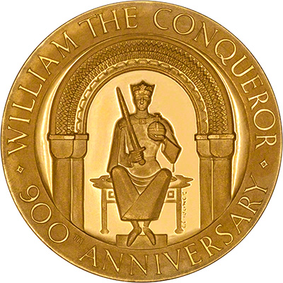 Obverse of 1066 - 1966 Battle of Hastings Gold Medallion by Spink