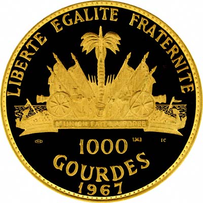 Reverse of 1967 Haiti 1,000 Gourdes