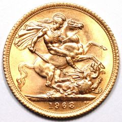Obverse of 1968 Gold Sovereign Reverse - Old Version
