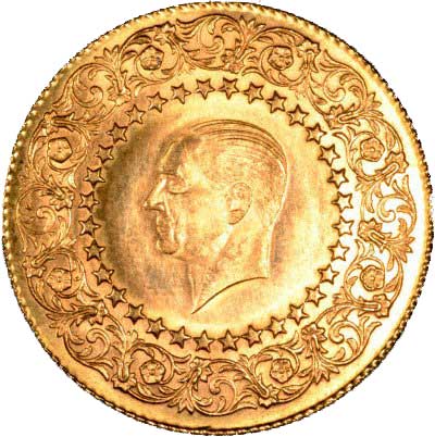 Kemal Ataturk on Obverse of 1968 100 Kurush Monnaie de Luxe