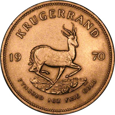 Reverse of 1970 One Ounce Gold Krugerrand