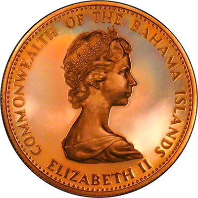 Obverse of 1971 Bahamas Gold Proof One Hundred Dollars