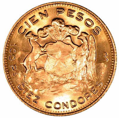 Reverse of 1971 100 Chile Pesos