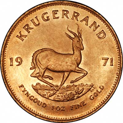 Reverse of 1971 One Ounce Gold Krugerrand