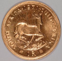 Reverse of 1971 South African 1 Rand