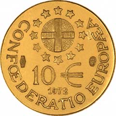 Reverse of 1972 Paneuropean Gold 10 ECUs