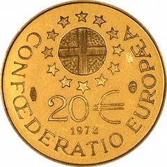 Reverse of 1972 Paneuropean Gold 20 ECUs
