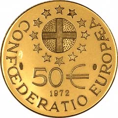 Reverse of 1972 Paneuropean Gold 50 ECUs