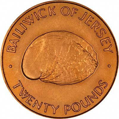 Reverse of 1972 Jersey Gold Twenty Pound Silver Wedding Coin