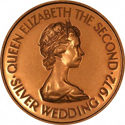 Obverse of 1972 Jersey Gold Fifty Pound Silver Wedding Coin