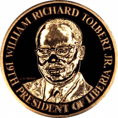 Obverse of 1972 Liberian Gold 25 Dollars