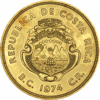 Obverse of 1974 Costa Rican 1500 Colones