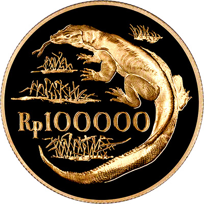 Reverse of 1974 100,000 Rupiah