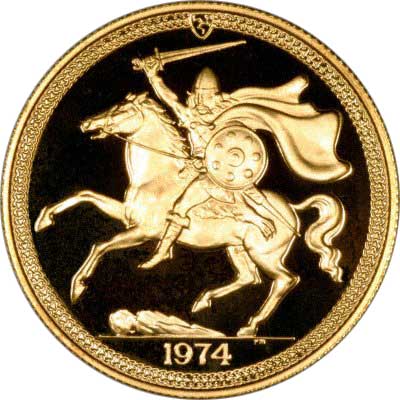Reverse of 1974 Manx Gold Proof Coins