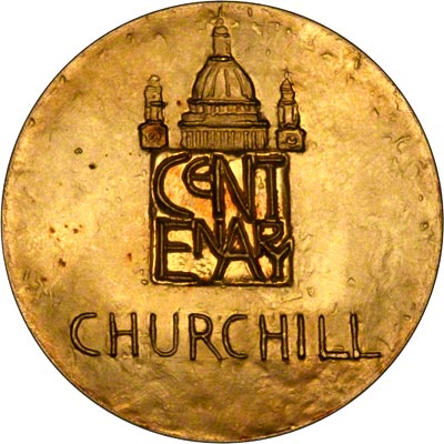 Reverse of 1974 Churchill Centenary Gold Medallion by Gregory & Co
